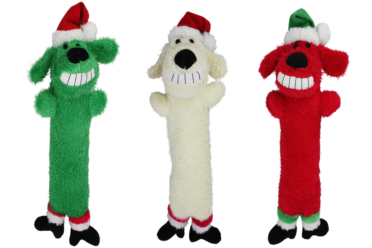Christmas - 18" Holiday Loofa Santa Dog Toy