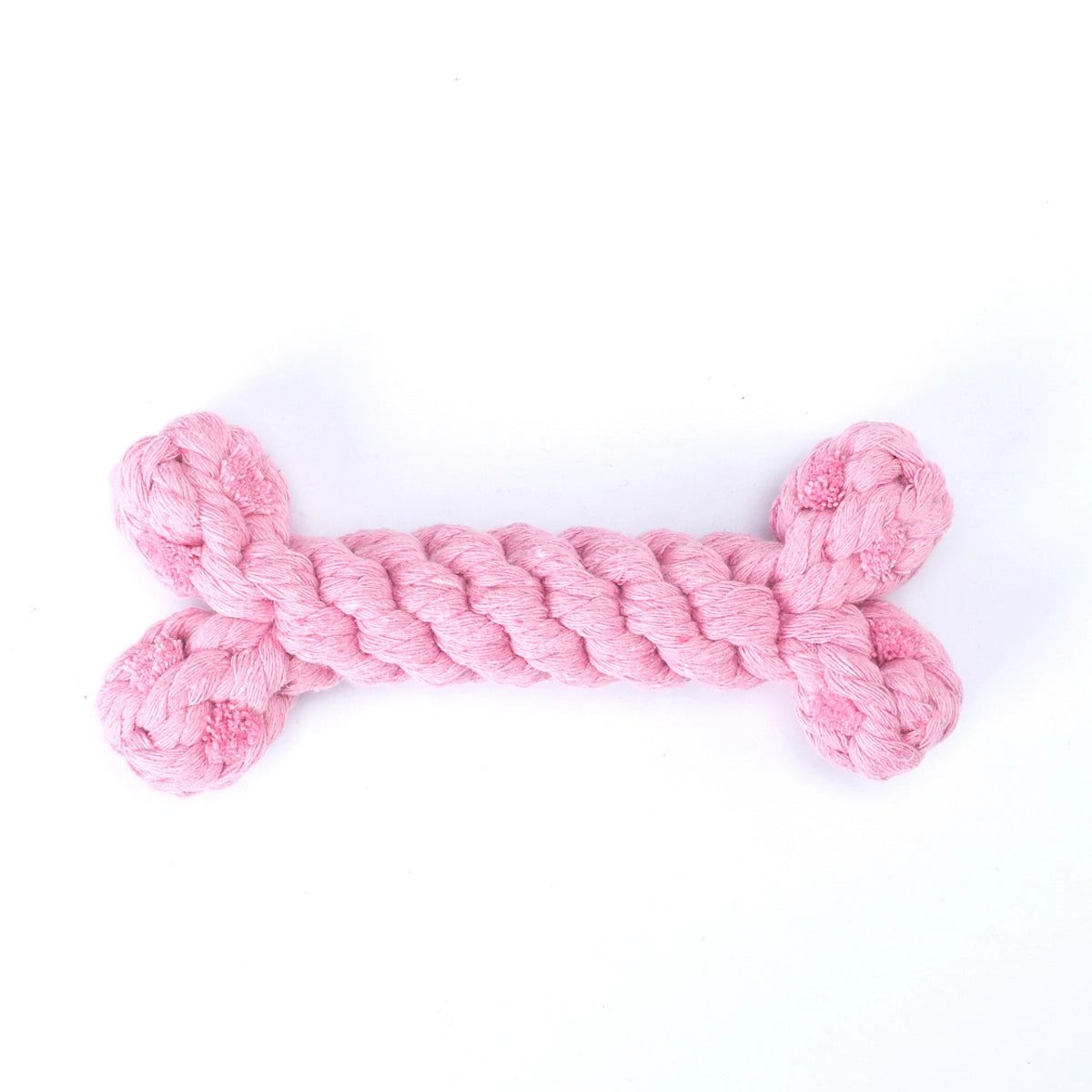 Cotton Rope Bone Dog Toy - Durable & Dental - Pink