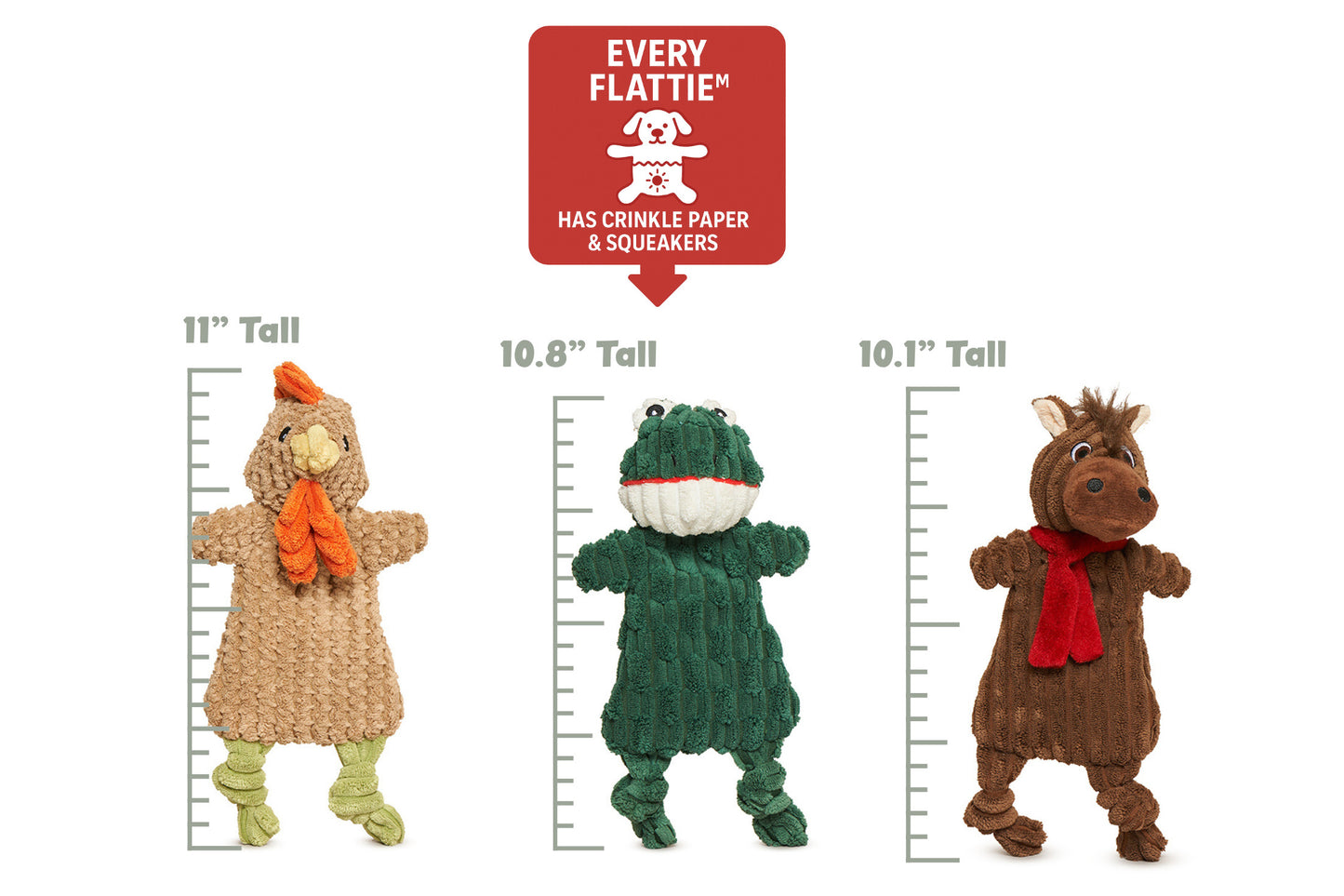 NEW - HuggleFlatties Pasture Pals Plush Dog Toy - 3 Options