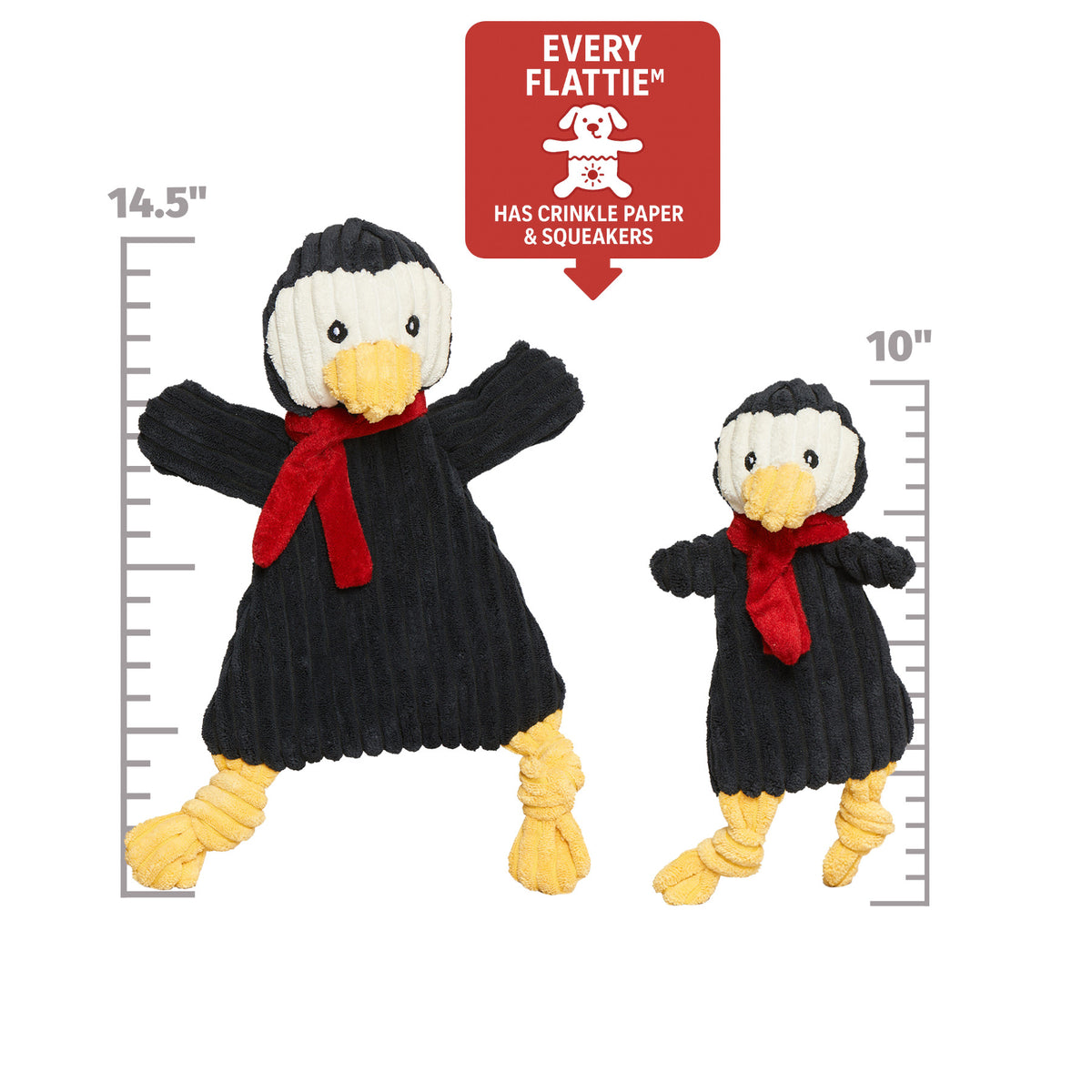 Christmas - HuggleFlatties Chillie Charlie Penguin Plush Dog Toy - 2 Sizes