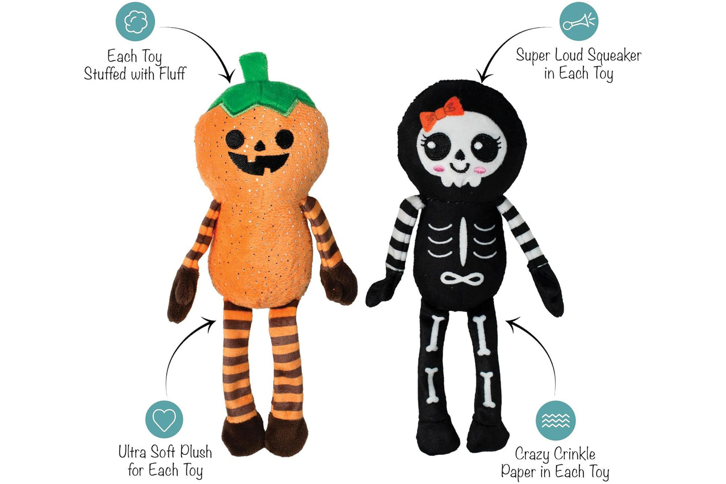Halloween - Oh My Gourd - Pumpkin & Skeleton - Dog Toy