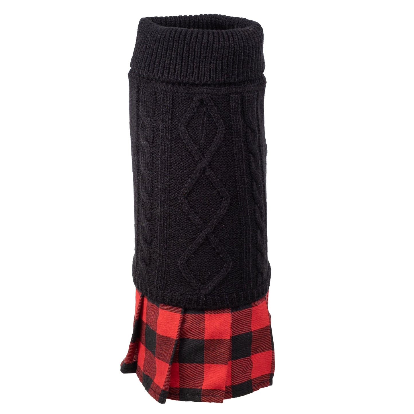 Turtleneck Dog Dress - Black and Red - Dog Sweater