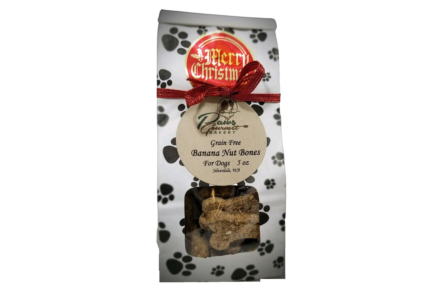 Christmas - Banana Nut Bones - 5 oz Gift Bag - Dog Treats