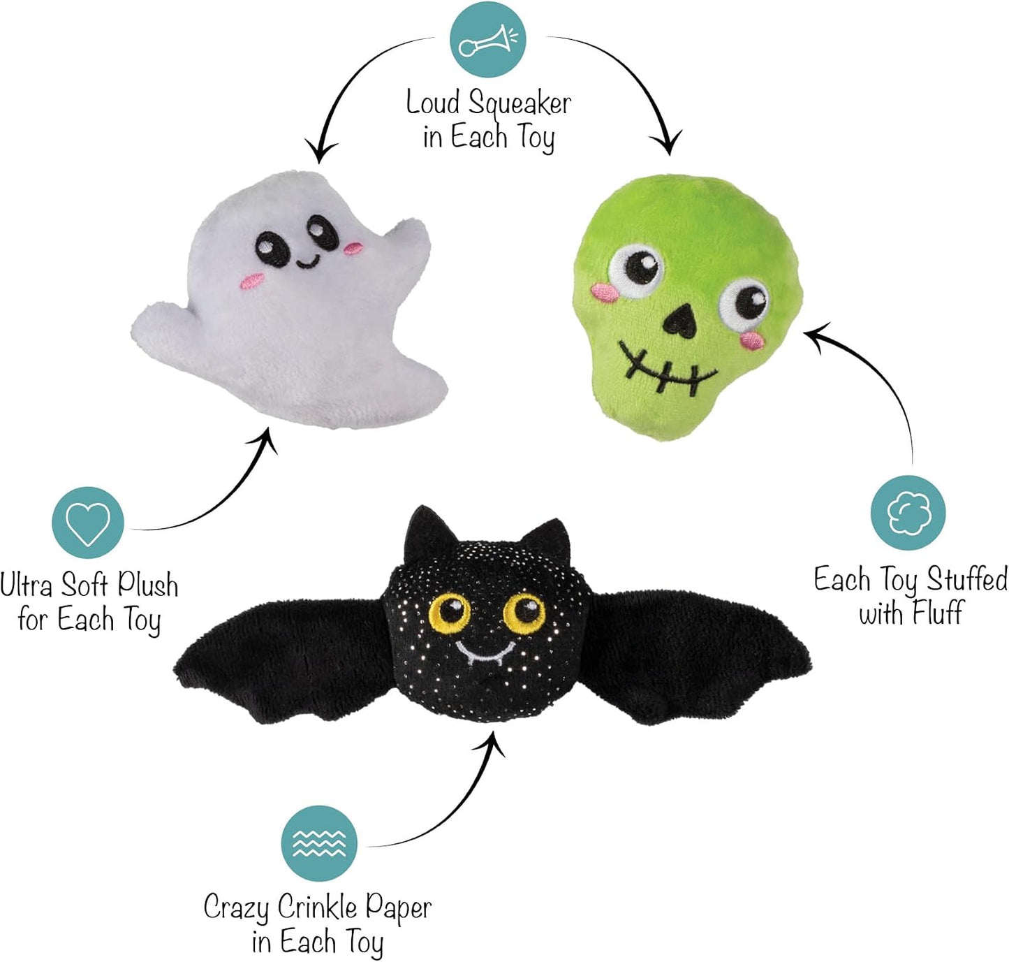 Halloween - Boo Yah Plush Miniz Dog Toy - 3 Options
