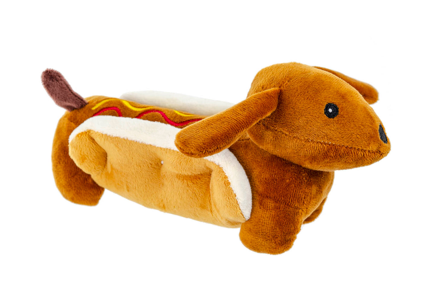 20" Jumbo Plush Dog in a Bun Hotdog with Squeaker - Dog Toy