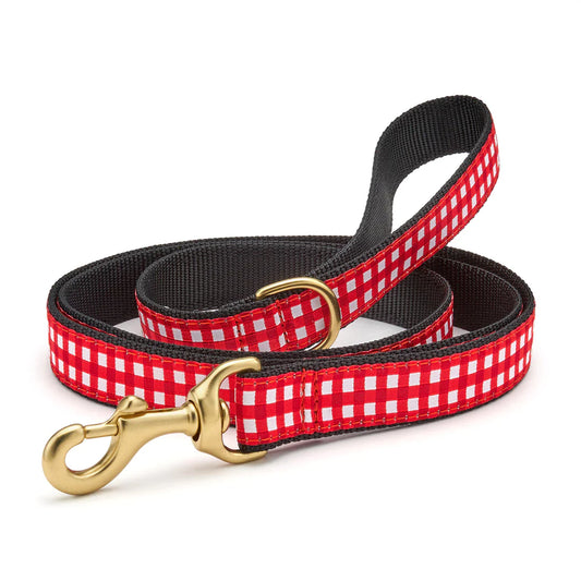 Red Gingham Dog Leads