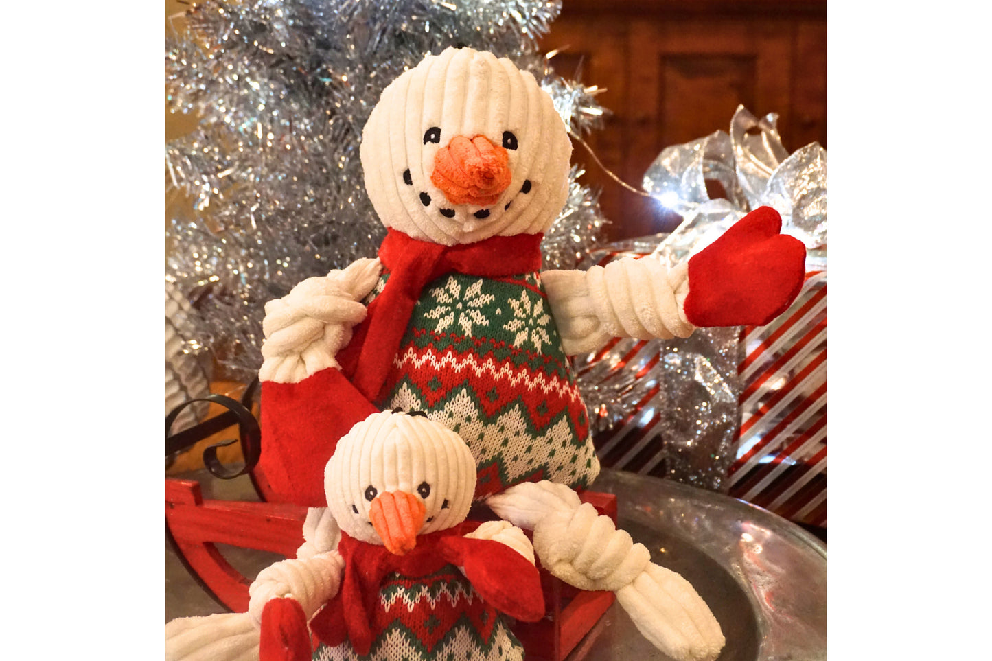 Christmas - Wintergreen Collection Durable, Plush Snowman Knottie - 2 Sizes
