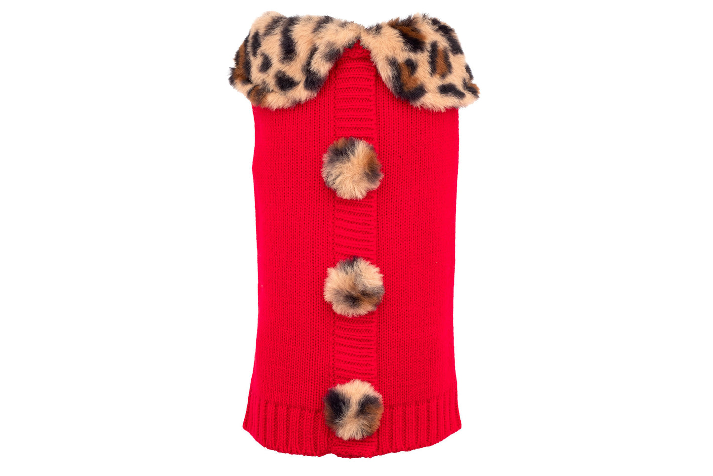 Red Cardigan Leopard Collar