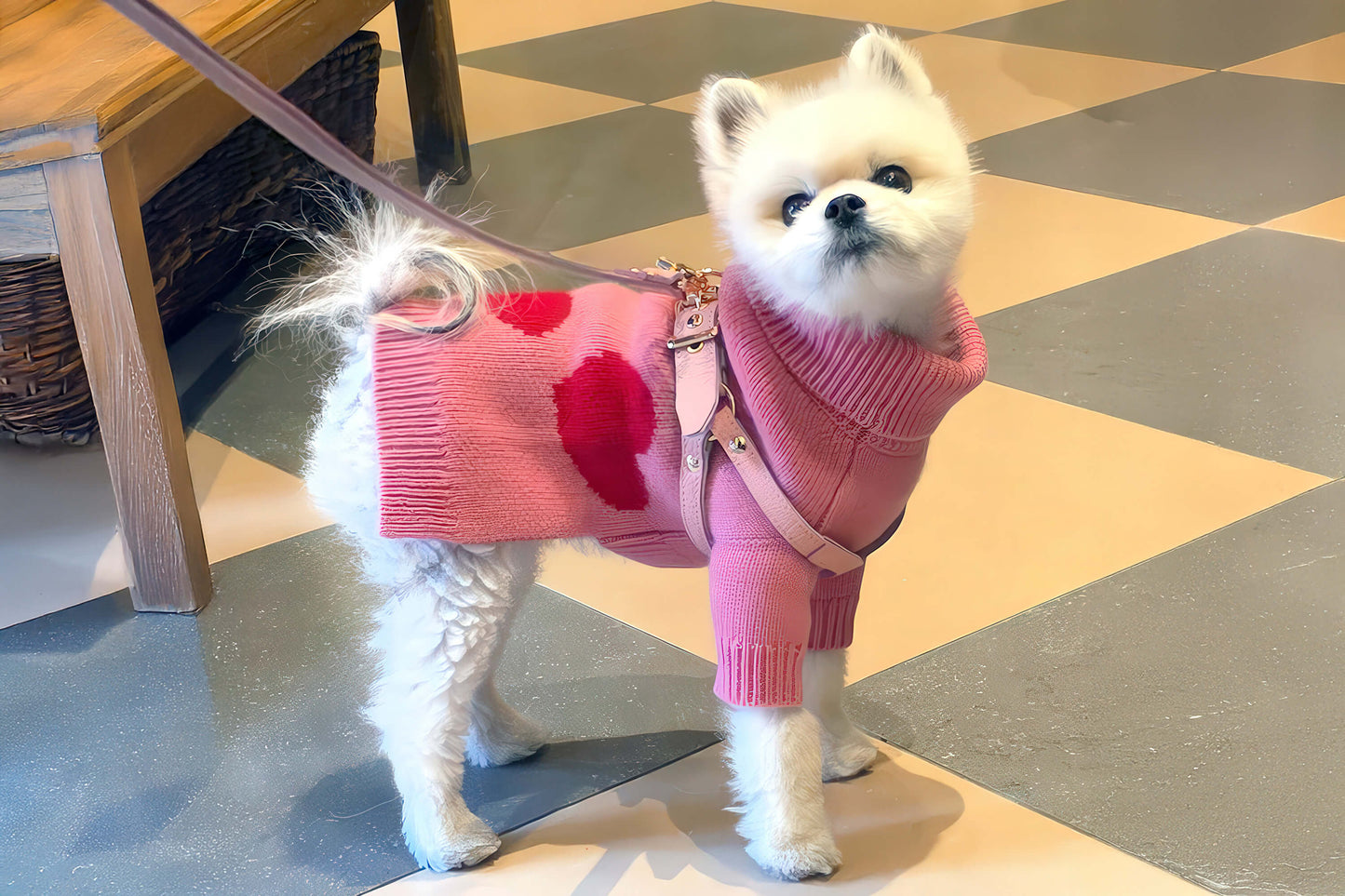 Cashmere Dog Sweater - Hearts Sweater - 2 Color Option