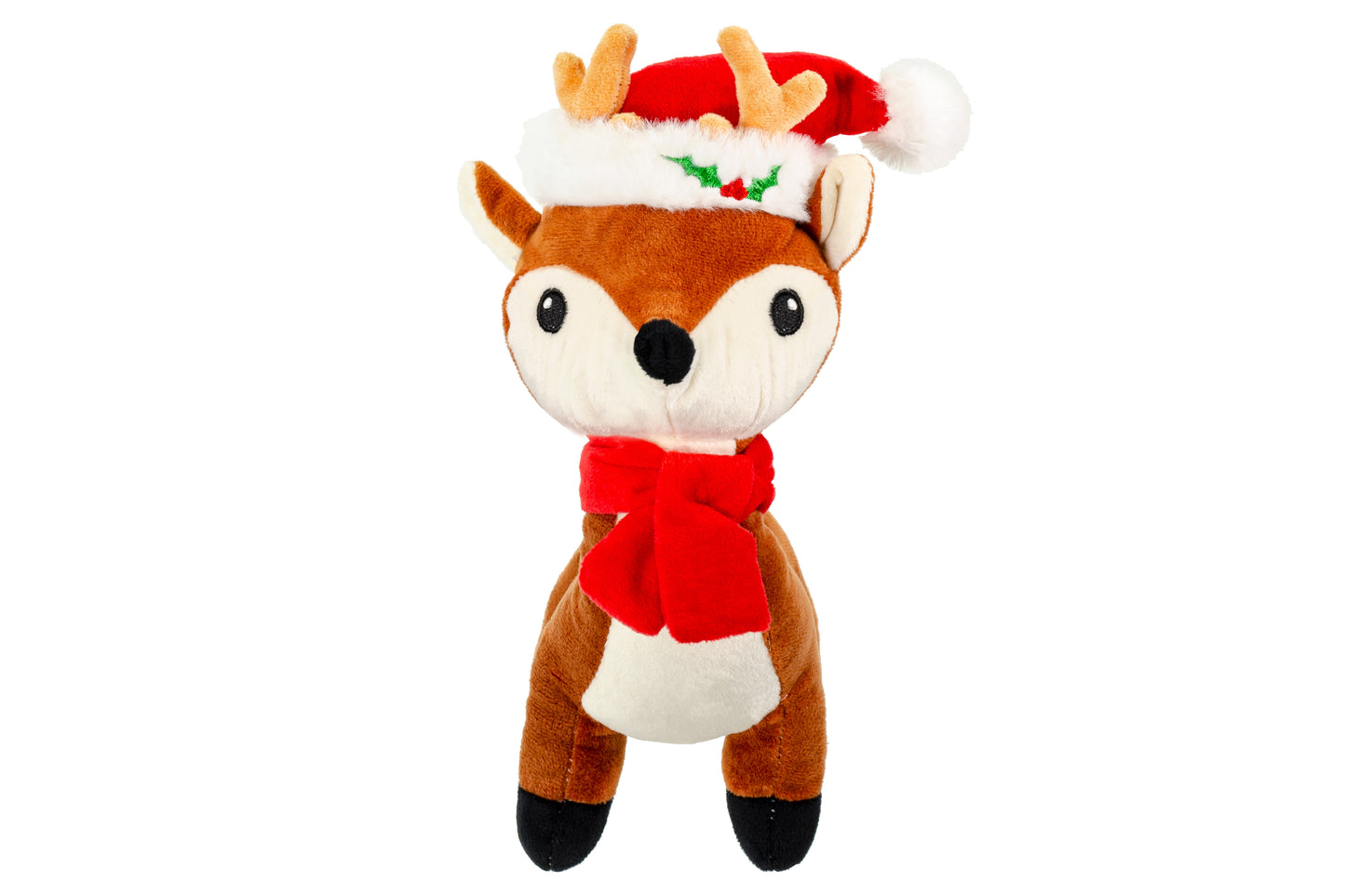 Christmas - Reindeer with Hat & Squeaker - 10" - Dog Toy