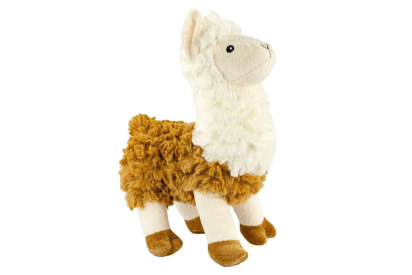 Plush White and Brown Llama with Squeaker - Dog Toy