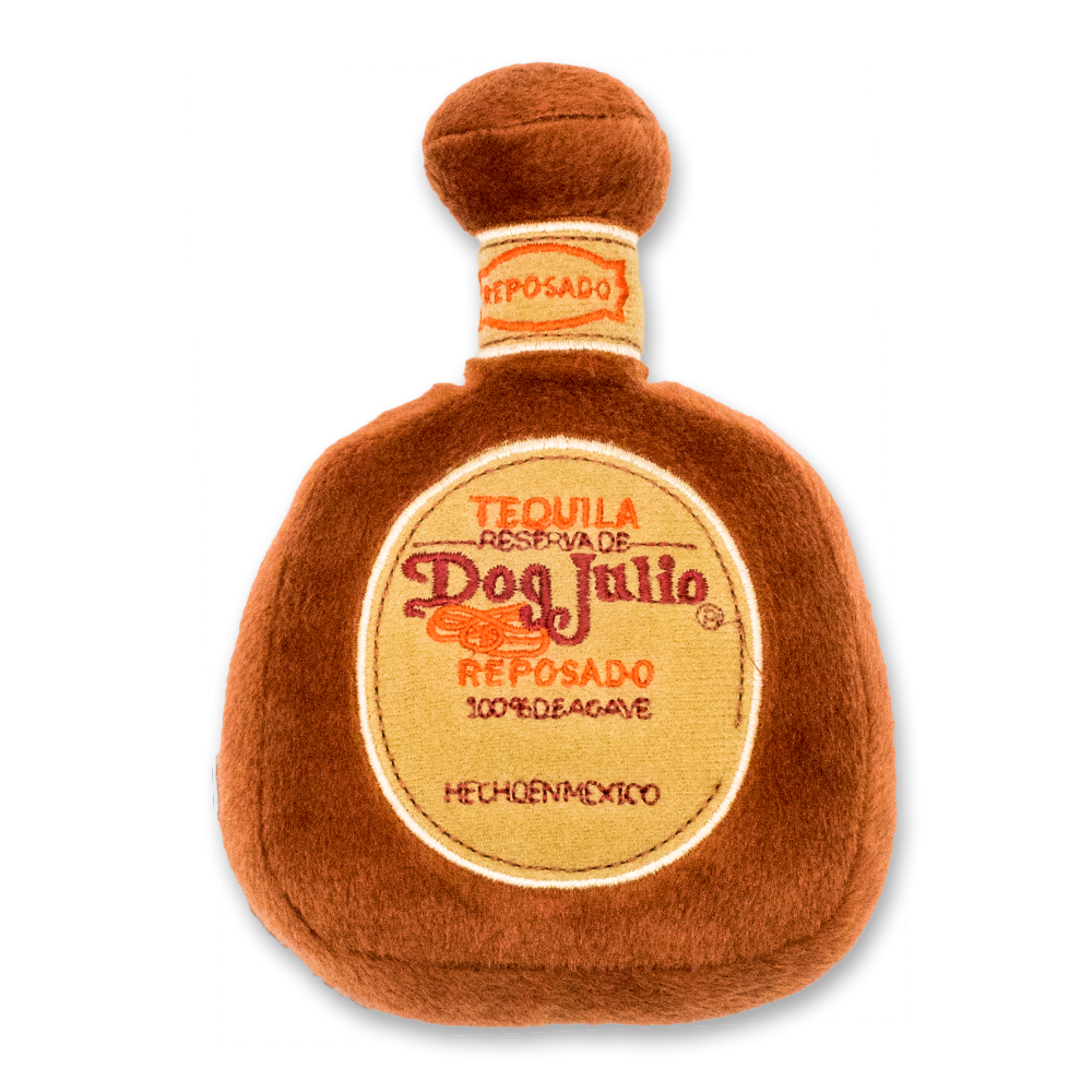 Dog Julio Tequila Plush Squeaky Toy - Medium, Novelty Alcohol Bottle Design