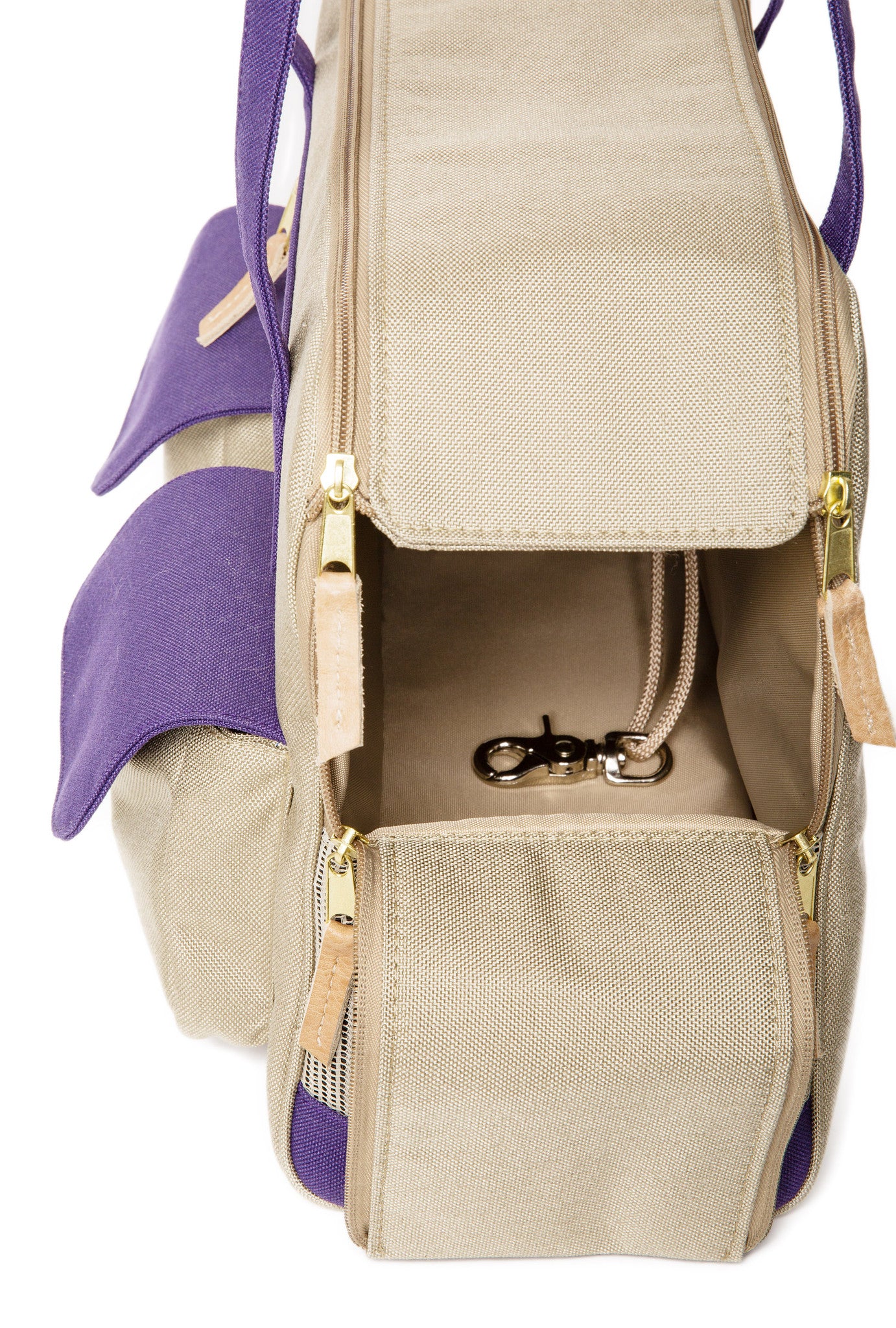 Spring/Summer - Canvas Dog Carrier Beige w/Colored Canvas Trim - 5 Color Options