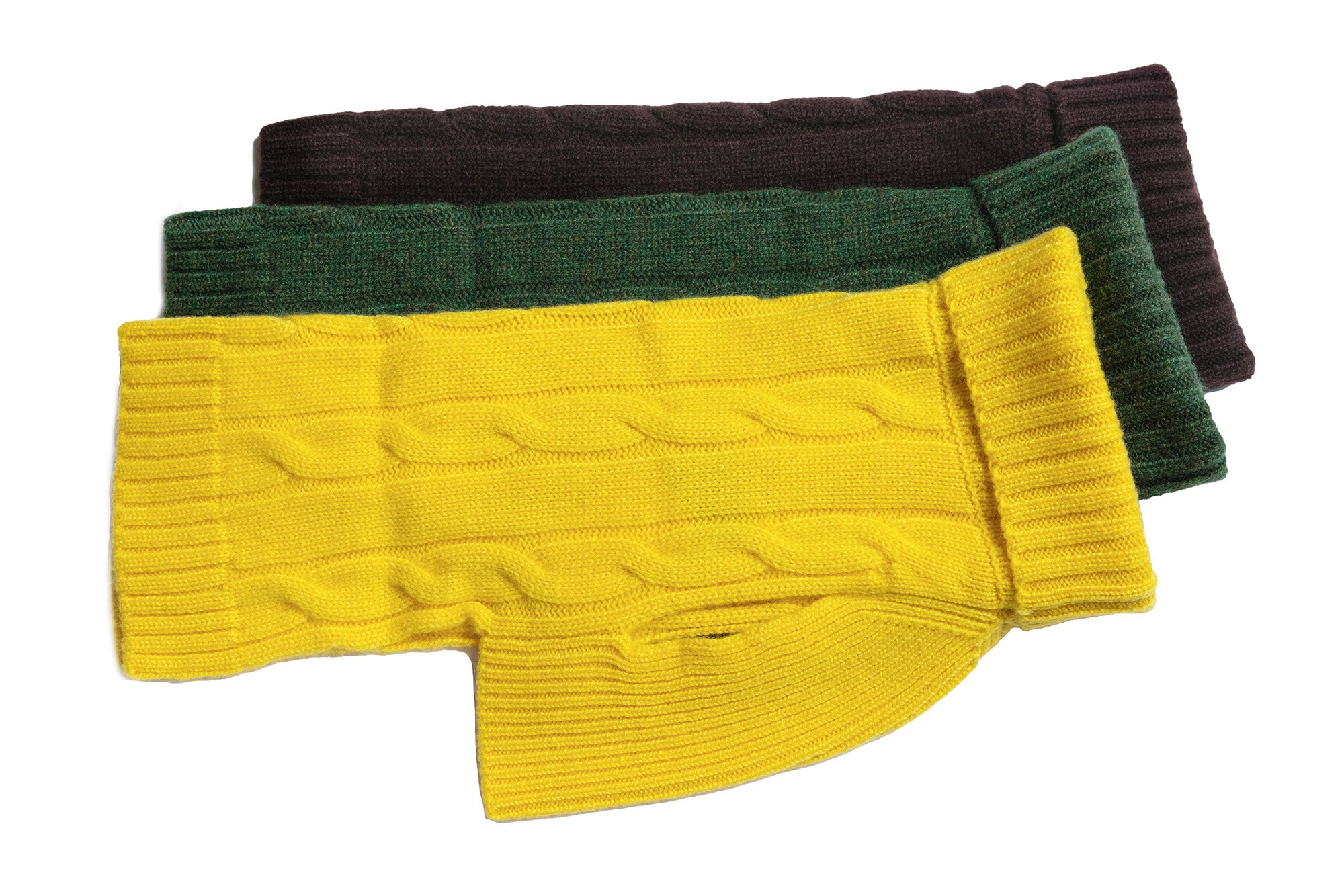 Cashmere Dog Solid Sweater - Green, Brown & Yellow