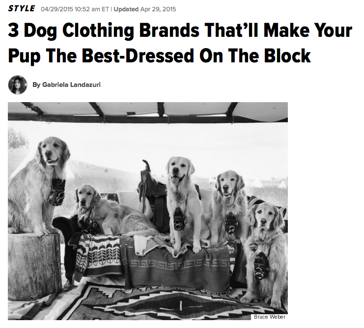 04/15 - Huffington Post Agrees Canine Styles Clothing Brand Will Make Your Pup The Best Dressed On The Block