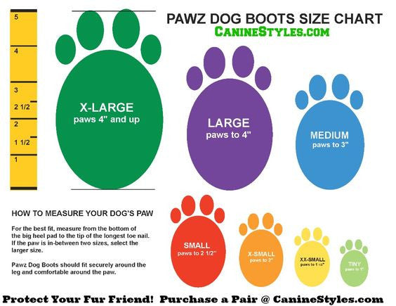 Dog Booties Guide - Dog Boot Size Chart