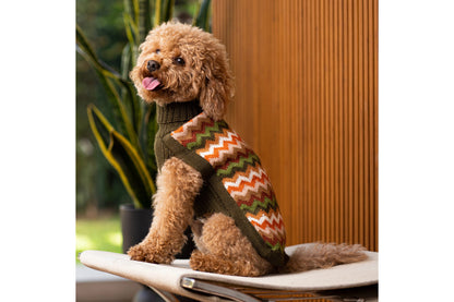 Dog Sweater - Forest Chevron Knit Alpaca Dog Sweater