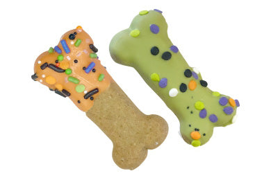 Halloween - Hand Decorated Molasses - 2.5" Bone - Dog Treat - Assorted Bones - 4 Pack
