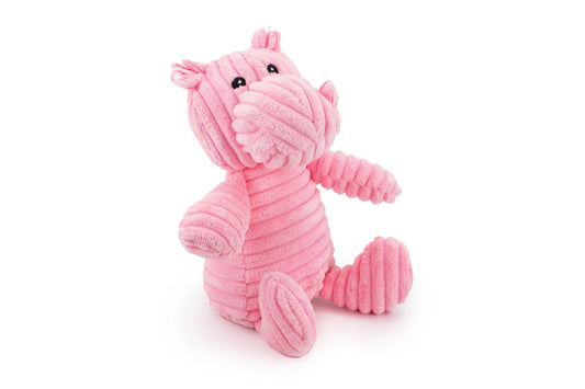 Dog Toy - Corduroy Hippo w/ Squeaker & Crinkle - Three Sizes - Dog Toy