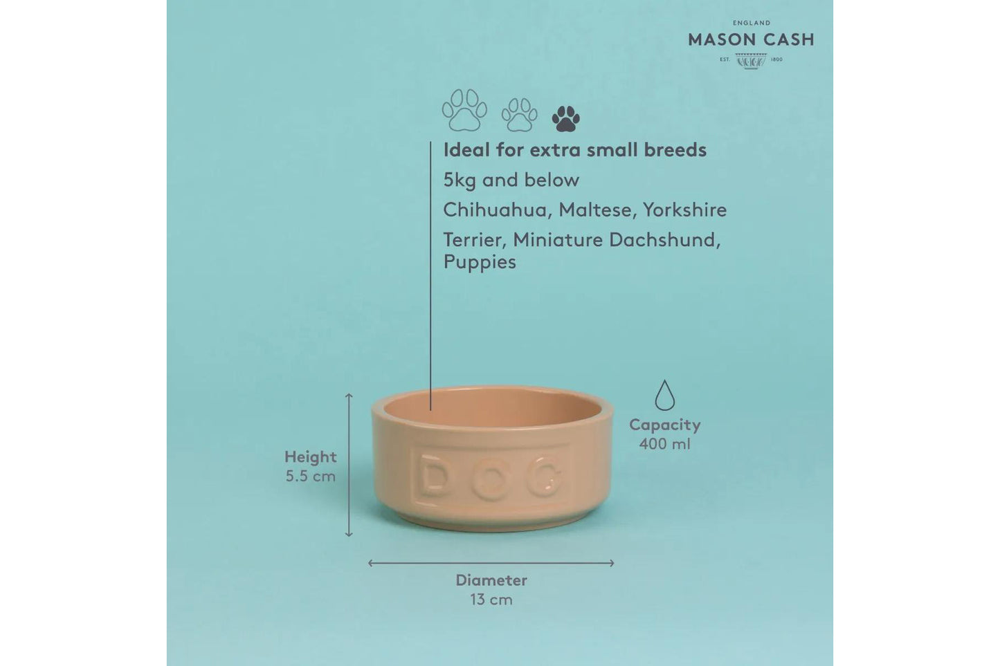 Classic Cane Lettered Dog Bowl 5.2", 13.5oz