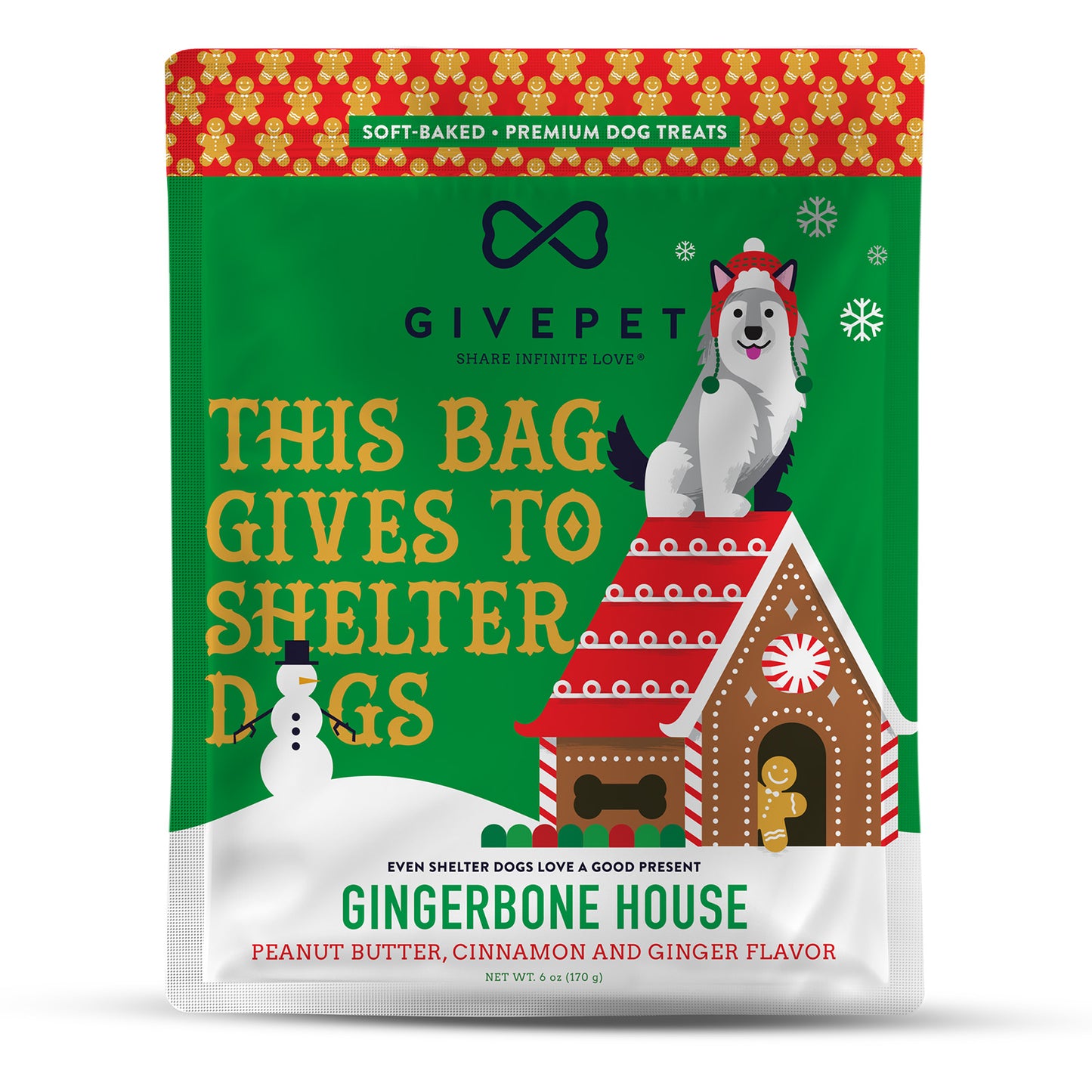 Christmas - Holiday Dog Treats Gingerbone House 6 Oz.