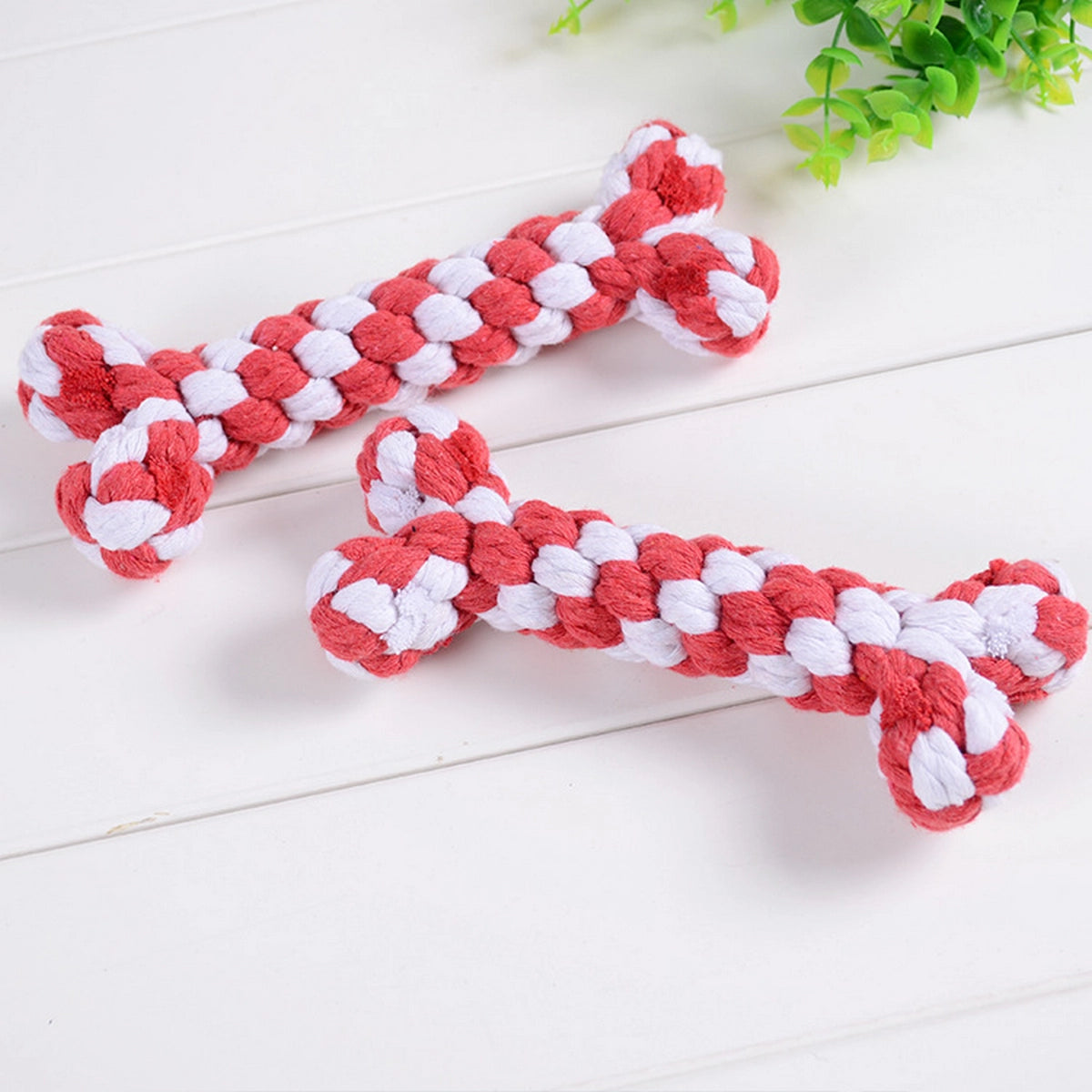 Christmas - Cotton Rope Bone Dog Toy - Durable & Dental