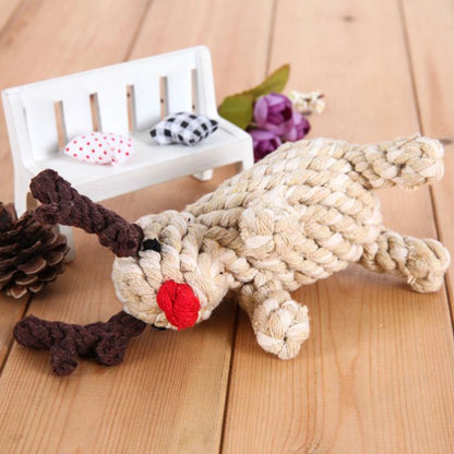 Christmas - Handmade Reindeer Rope Dog Toy - Dental Chew Toy
