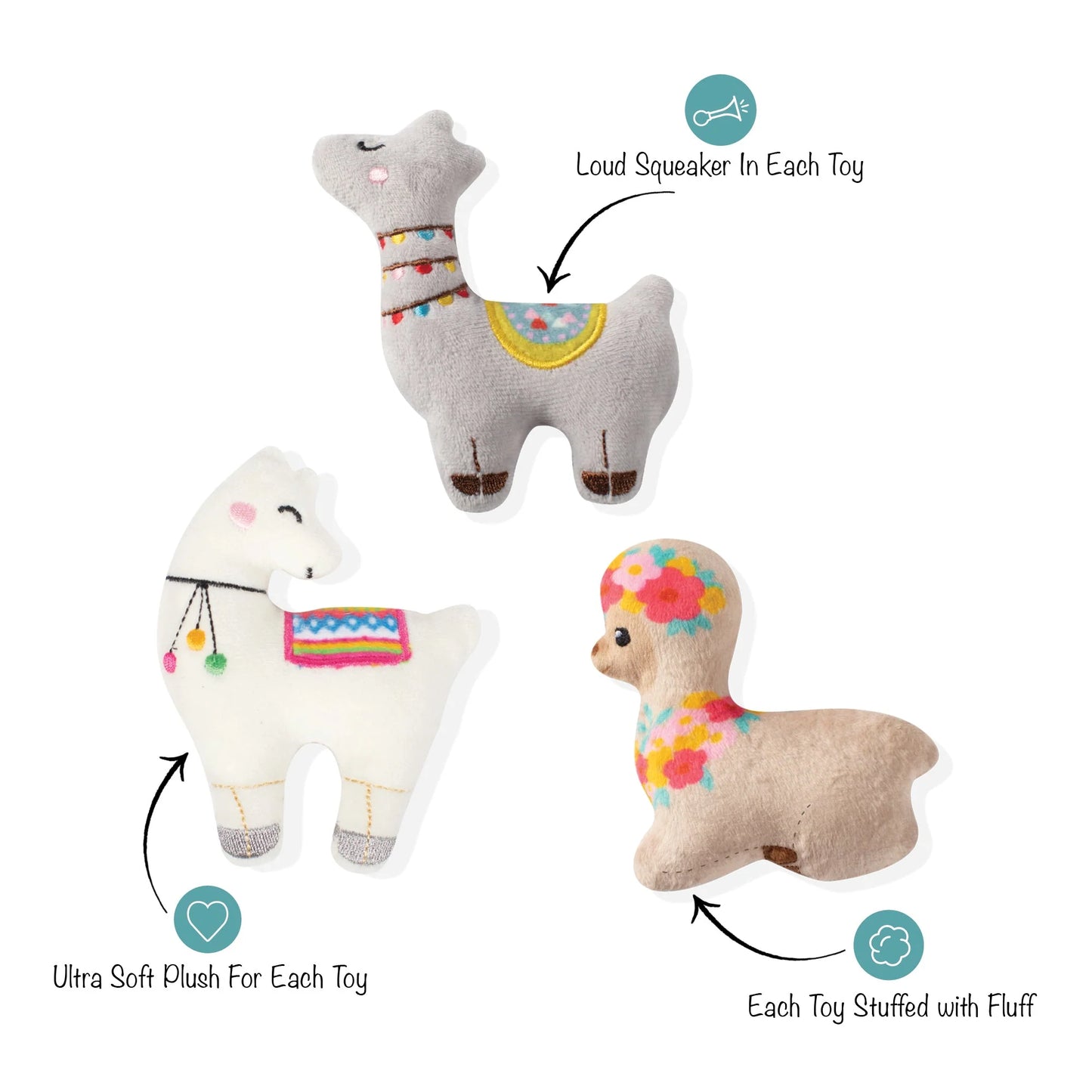 Llama Love You Forever - Mini Plush Dog Toy - 3 Color Options