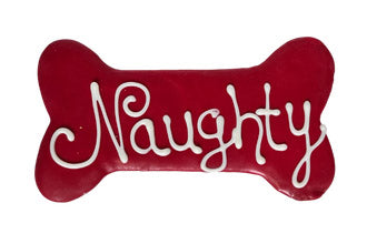 Christmas - Hand Decorated Molasses - Naughty Bone 5.5" - Dog Treat