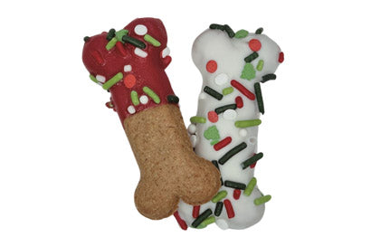 Christmas - Hand Decorated Molasses - Christmas 2.5" Small Bone - 4 pack