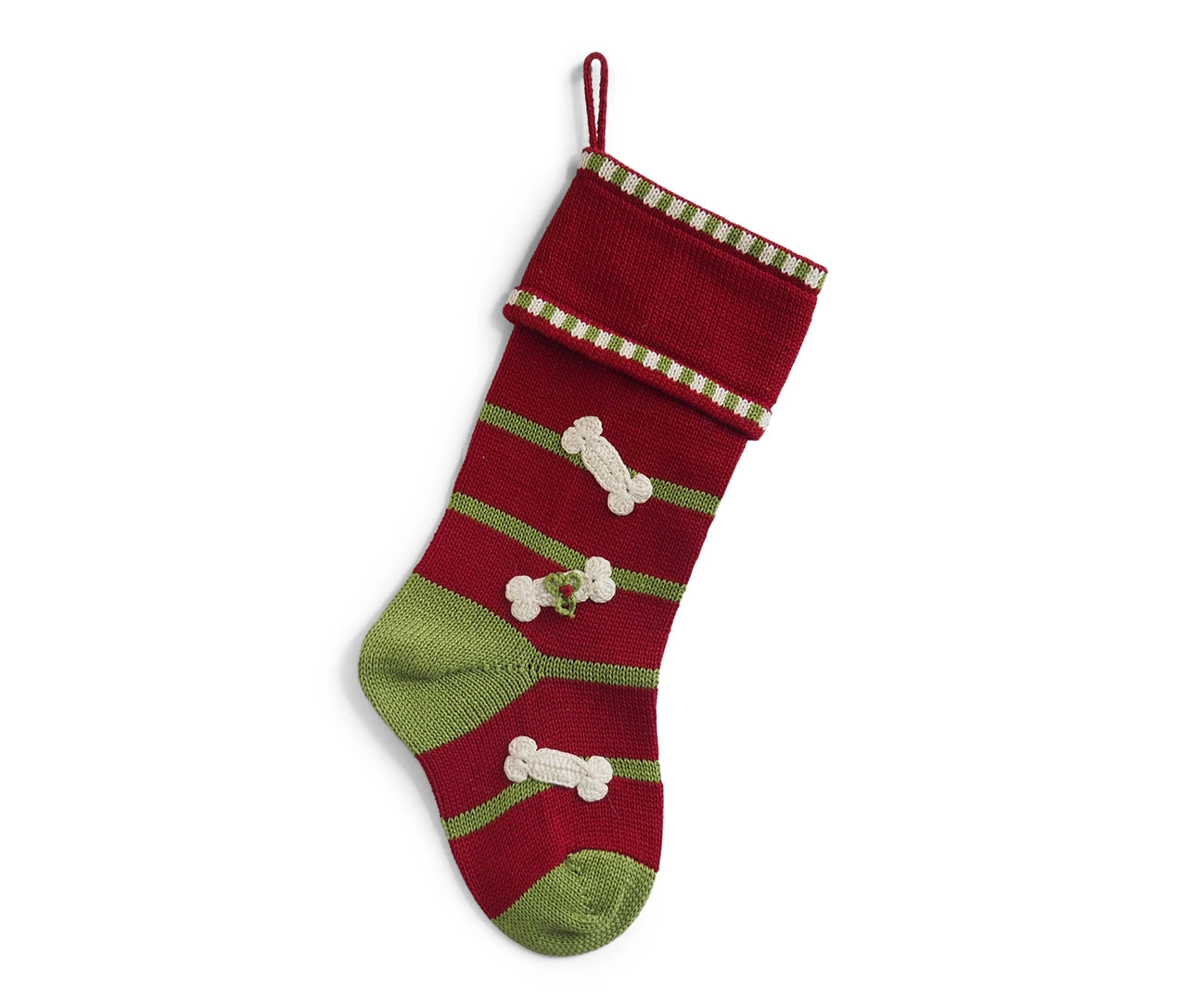 Christmas - Dog Bone Stocking - Dog Toy - 2 Color Options