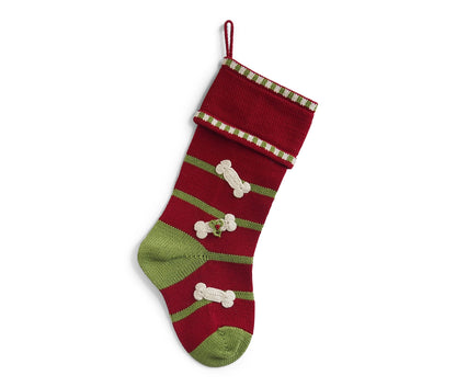 Christmas - Dog Bone Stocking - Dog Toy - 2 Color Options