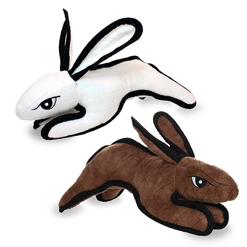 Durable Rabbit Dog Toy | White & Brown