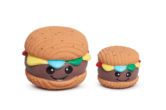 Big Buns Foodies Hamburger Ruff-Tex Latex Ball - Dog Toy