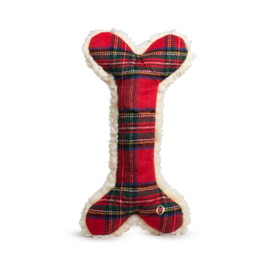 Christmas - Tartan Tidings Collection HuggleFleece Bone - 12" - Dog Toy
