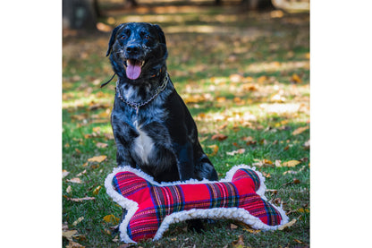 Christmas - Tartan Tidings Collection HuggleFleece Bone - 12" - Dog Toy