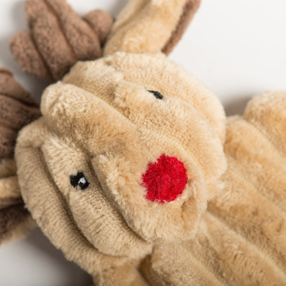 NEW - Christmas - HuggleFlatties Rudy Reindeer Plush Dog Toy - 2 Sizes