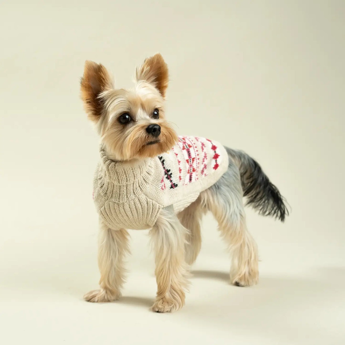 Fair Isle Alpaca Pink & White Dog Sweater