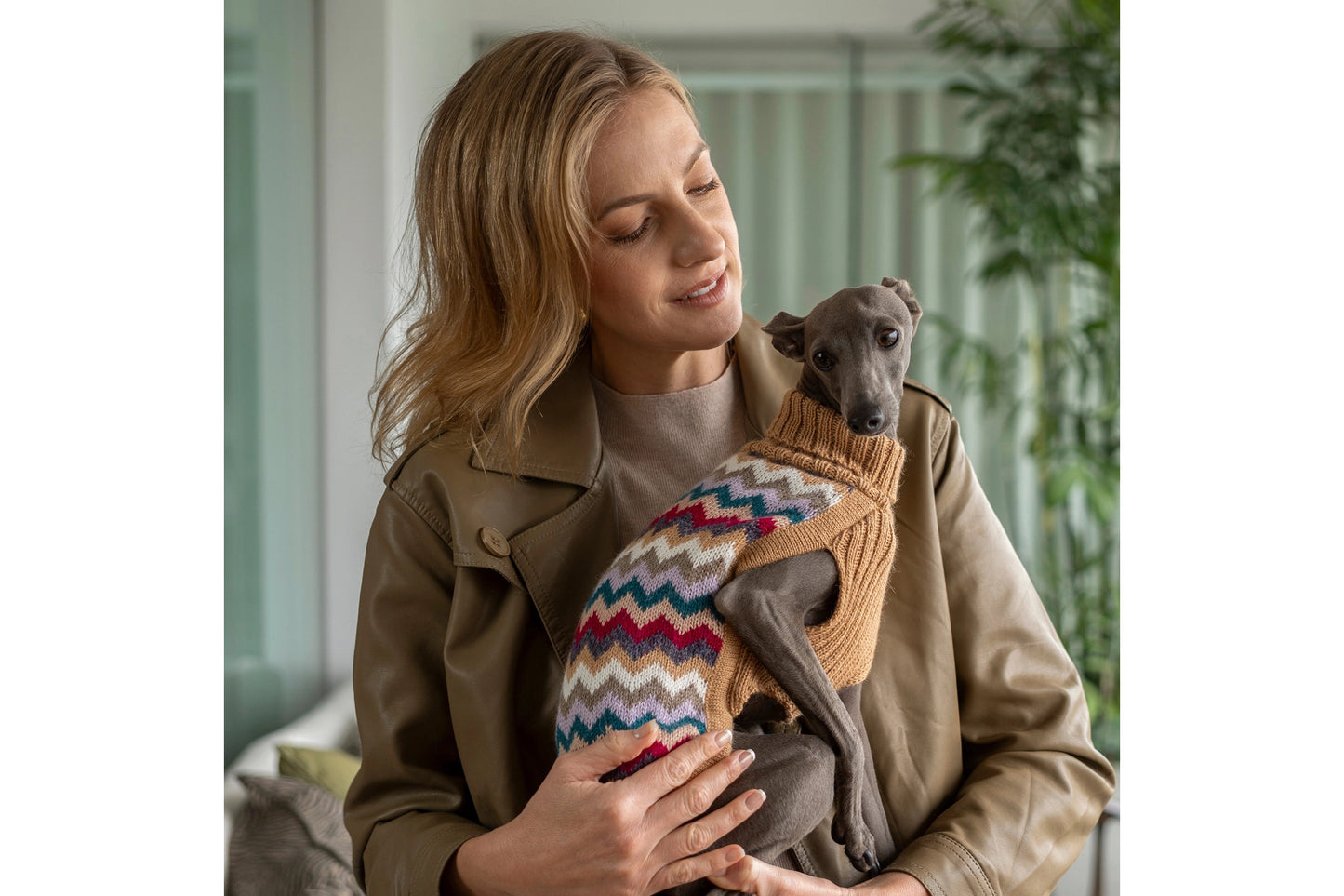 Dog Sweater - Camel Chevron Knit Alpaca Dog Sweater