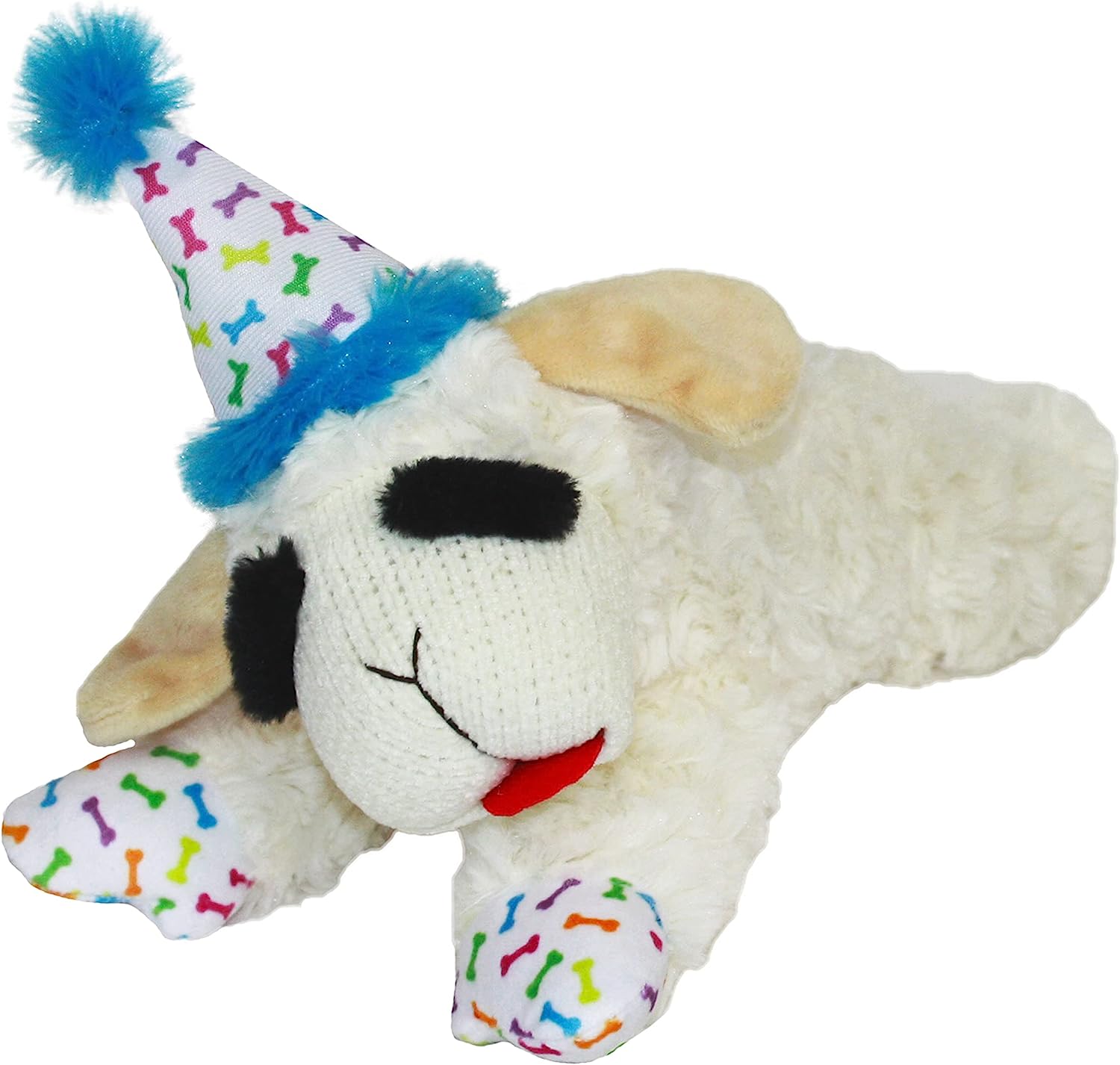 Lamb Chop with Birthday Hat - Pink or Blue - Dog Toy