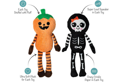 Halloween - Oh My Gourd - Pumpkin & Skeleton - Dog Toy
