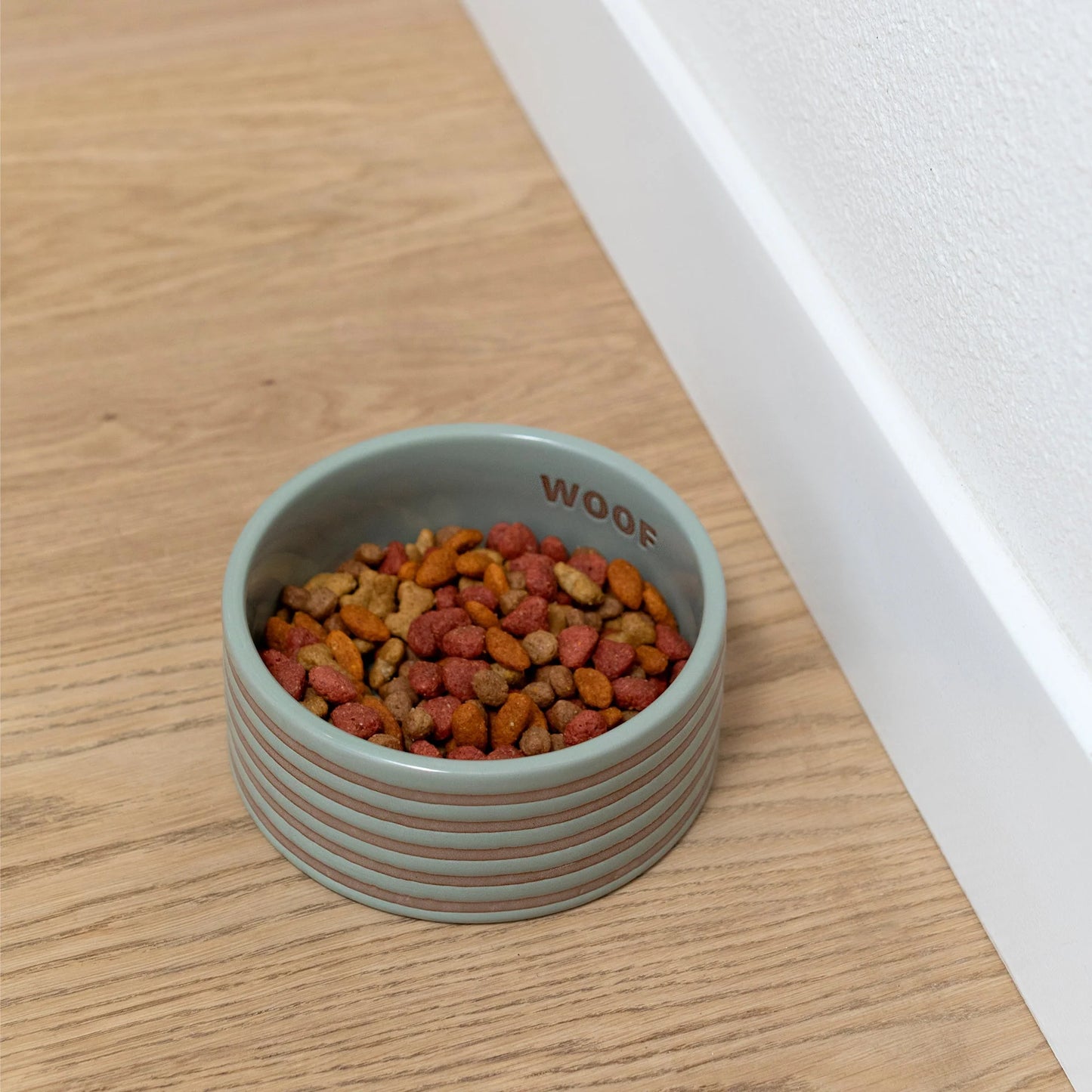 Stripe Sage Medium Dog Bowl