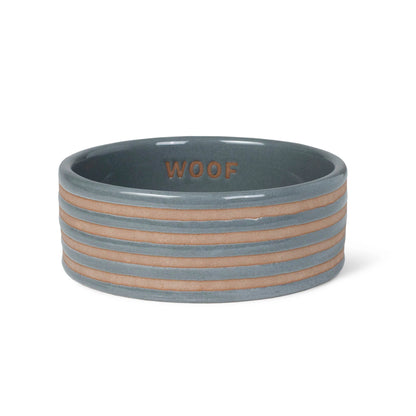 Stripe Charcoal Small Dog Bowl