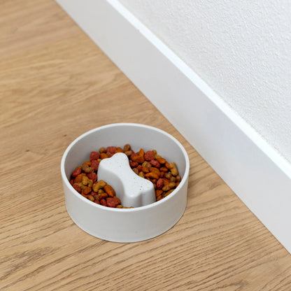 White Bone Medium Slow Feeder Dog Bowl