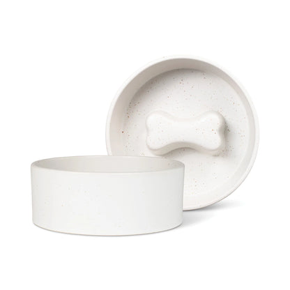 White Bone Medium Slow Feeder Dog Bowl