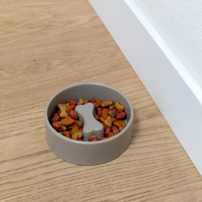 Bone Taupe Slow Feeder Dog Bowl