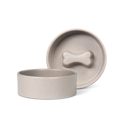 Bone Taupe Slow Feeder Dog Bowl