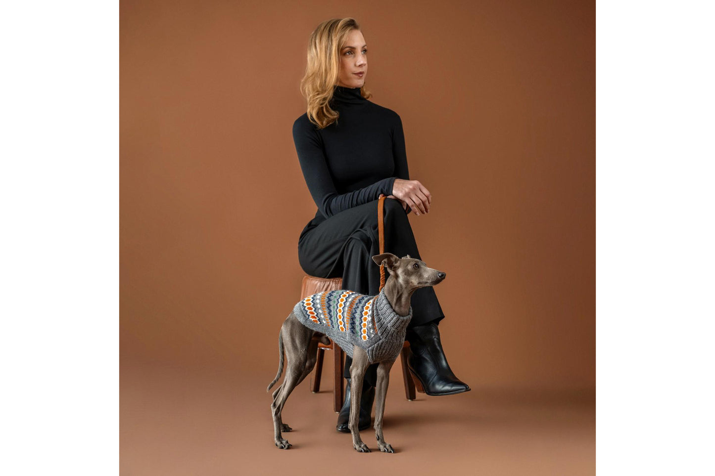 Dog Sweater - Grey Hexagon Alpaca Dog Sweater