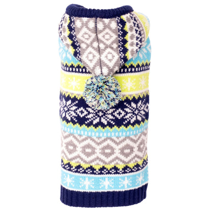 Fairisle Hoodie Sweater - Dog Sweater - Blue