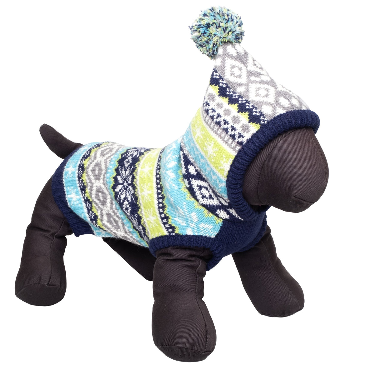 Fairisle Hoodie Sweater - Dog Sweater - Blue